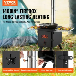 VEVOR Wood Stove, 86 inch, Alloy Steel Camping Tent Stove