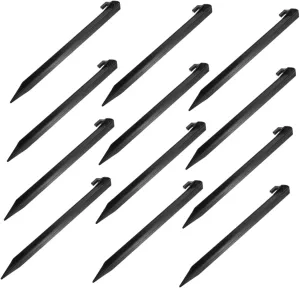 VICASKY 12 Pcs Plastic Tent Stakes for Outdoor Camping Lawn Beach Durable Ground Pegs with Hook for Canopy Tarp and Decorative Use Essential Accessories for Garden and Courtyard