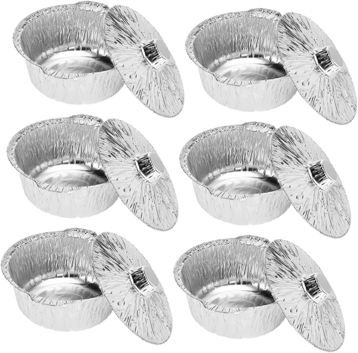 VICASKY Heatproof Aluminum Foil Pots 6pcs Set Disposable Cooking Pots Lids for Outdoor Bbq Camping Easy to Use and Store