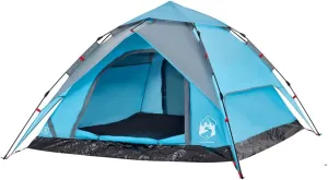 vidaXL Camping Tent Dome 4-Person, Garden Shelter, Portable Canopy for Outdoor Patio Hiking, Foldable Dome Tent, Blue Quick Release