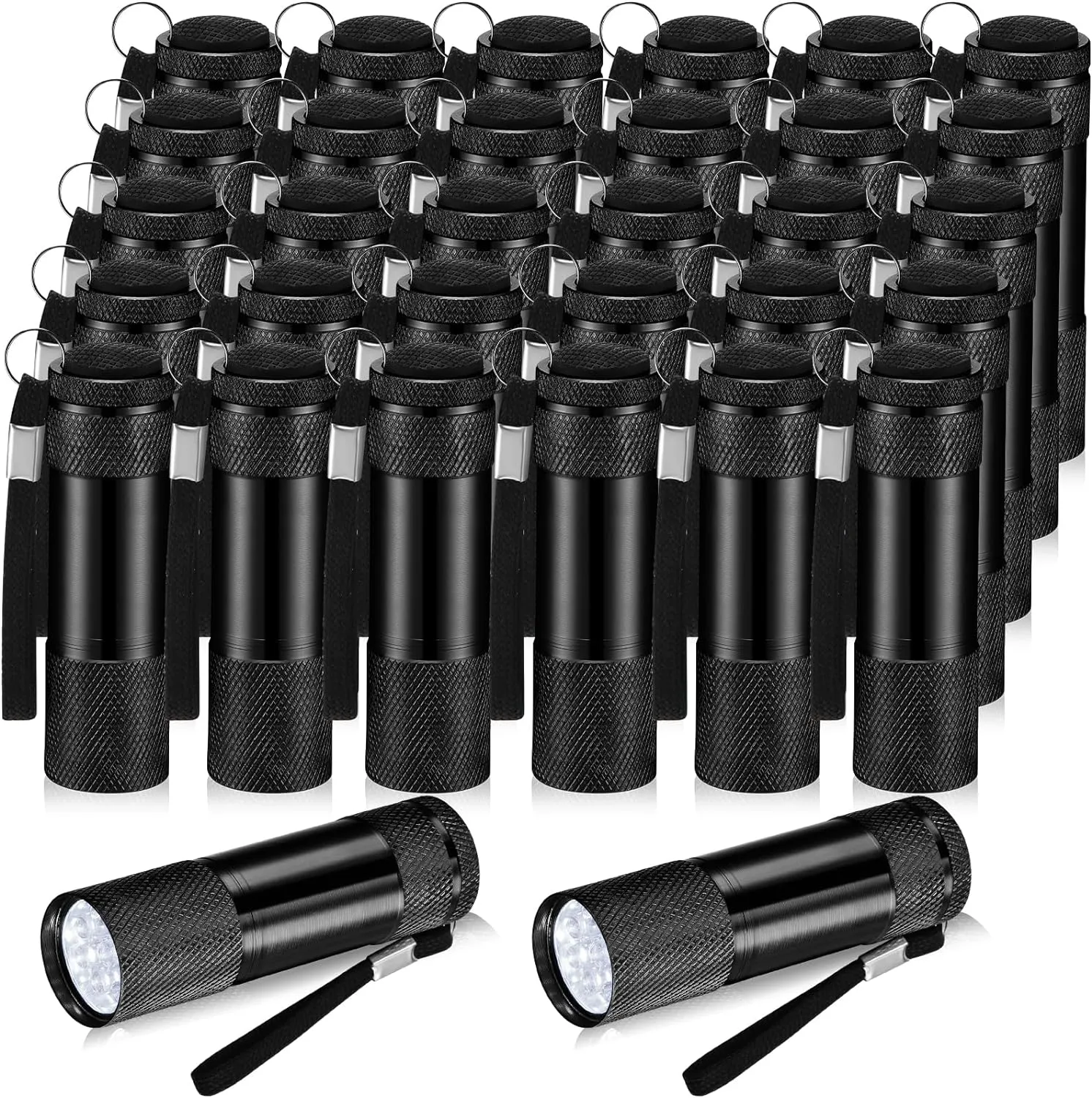 VIHOSE 32 Pcs Mini Flashlights Bulk, Bright Aluminum Handheld Flash Light with Lanyard, Small LED Flashlights for Kids Night Reading Emergency Camping Hiking, Batteries Not Included(Black)