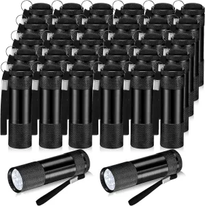 VIHOSE 32 Pcs Mini Flashlights Bulk, Bright Aluminum Handheld Flash Light with Lanyard, Small LED Flashlights for Kids Night Reading Emergency Camping Hiking, Batteries Not Included(Black)
