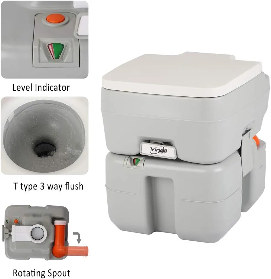 VINGLI Portable 5.3 Gallon Camping Toilet w/Carrying Bag,Large Capacity Tank for Camping,Boat/Truck