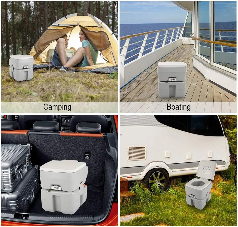 VINGLI Portable 5.3 Gallon Camping Toilet w/Carrying Bag,Large Capacity Tank for Camping,Boat/Truck