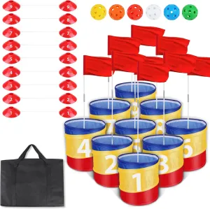 VIPFMPET Backyard Golf Game 9-Hole Golf with Flag, Golf Chipping Game Toy for Adults and Kids, Outdoor Portable Golf Course Play Game for Beach, Backyard, Park, Lawn