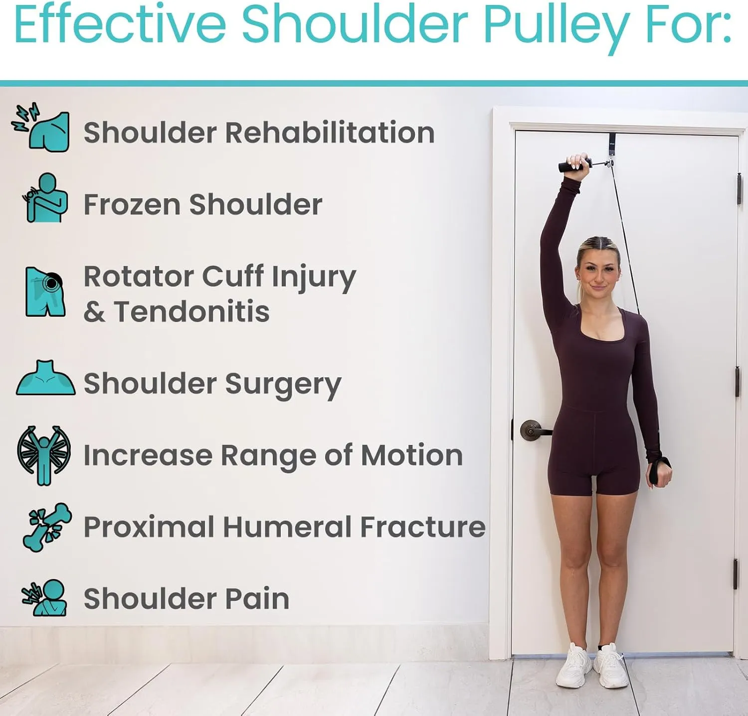 Vive Shoulder Pulley for Physical Therapy with Carry Pouch - Pulleys for Shoulder Rehab Over The Door System - Rotator Cuff Exercise Strengthening Equipment - Overhead Pully Arm Pain Relief, Recovery