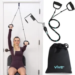 Vive Shoulder Pulley for Physical Therapy with Carry Pouch - Pulleys for Shoulder Rehab Over The Door System - Rotator Cuff Exercise Strengthening Equipment - Overhead Pully Arm Pain Relief, Recovery