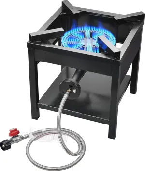 Vivicreate 185000 BTU High Pressure Propane Burner Outdoor Gas Stove Single Burner Cooktop for Turkey Fryer Seafood Boil Brewing BBQ Camping Stove Estufa de Gas Portátil Fogón de Gas