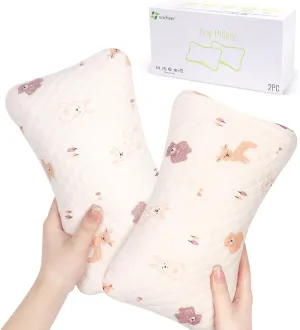 vocheer Small Pillows for Sleeping, 11"x 7" Mini Travel Pillow, Tiny Pillows for Neck, Wrist, Lumbar and Knee, Pets Pillow, Cotton, Machine Washable,Pink Deer-2PC
