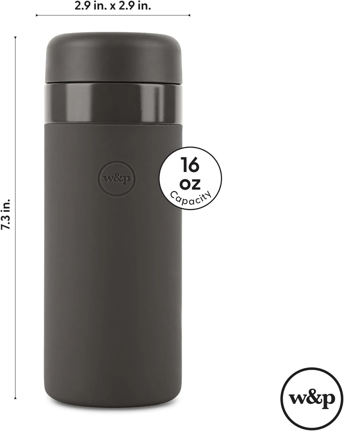 W&P Porter Insulated Bottle 16 oz | Clean Taste Ceramic Coating for Water, Coffee, & Tea | Wide Mouth Vacuum Insulated | Dishwasher Safe, Cream Terrazzo