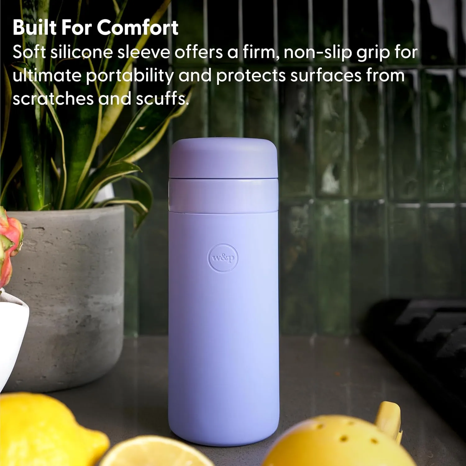 W&P Porter Insulated Bottle 16 oz | Clean Taste Ceramic Coating for Water, Coffee, & Tea | Wide Mouth Vacuum Insulated | Dishwasher Safe, Cream Terrazzo
