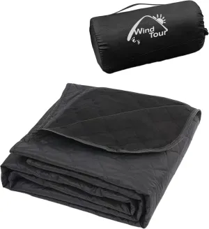 Warm Polar Fleece Blanket Picnic Outdoor & Beach, Machine Washable Camping Quilt for Cold Weather, Adventure, Sleeping, Backpacking (Black)