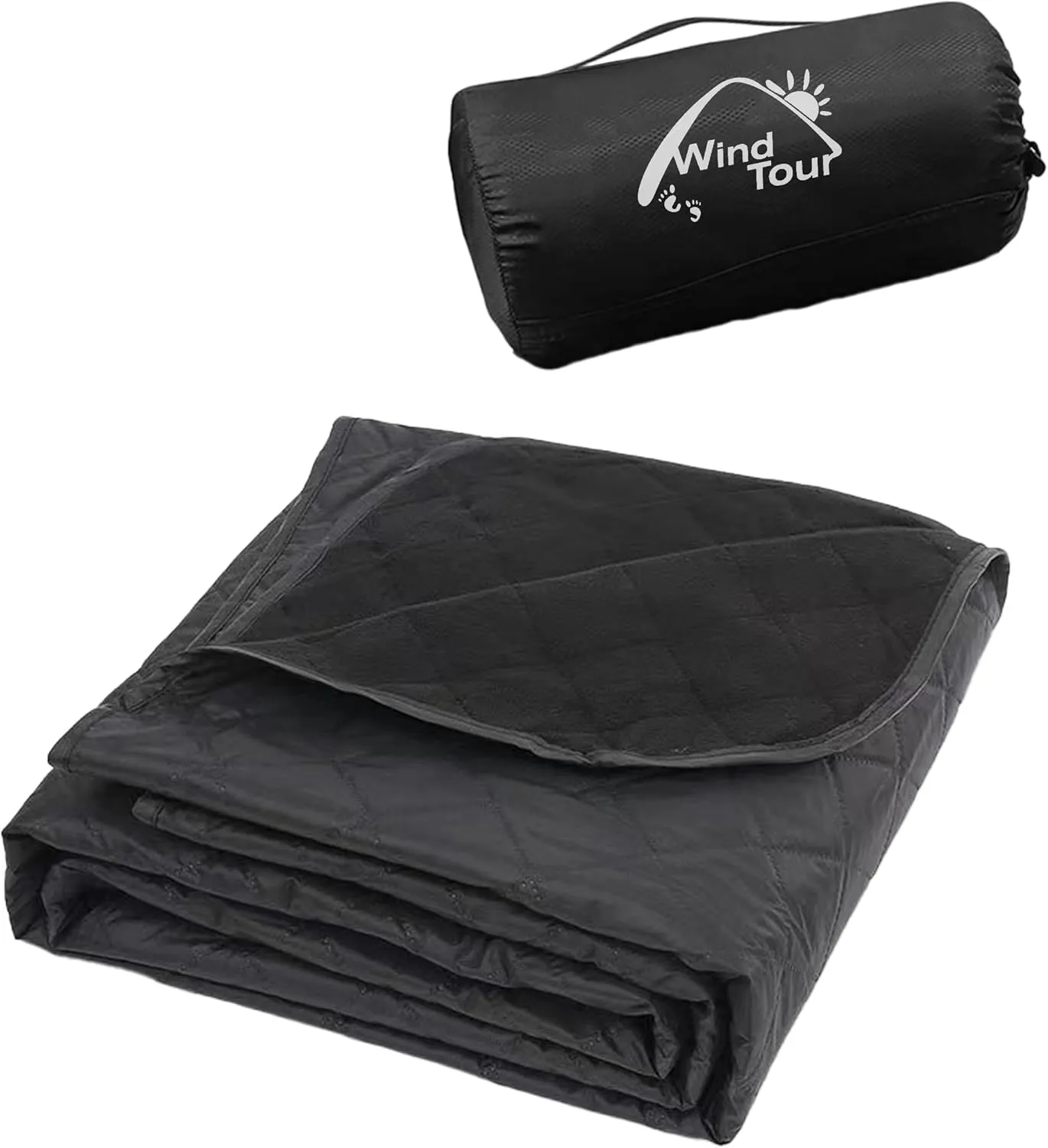 Warm Polar Fleece Blanket Picnic Outdoor & Beach, Machine Washable Camping Quilt for Cold Weather, Adventure, Sleeping, Backpacking (Black)
