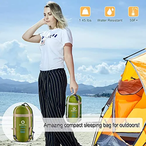 Warm Weather Sleeping Bag - Portable, Waterproof, Compact Lightweight w/ Bag