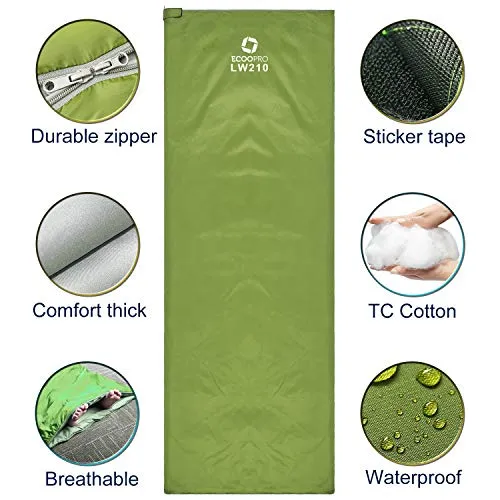 Warm Weather Sleeping Bag - Portable, Waterproof, Compact Lightweight w/ Bag