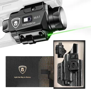 WARRIORLAND MA1 Laser Light Combo Holster Fit for S&W M&P 9 M2.0/M1.0 Compact 4.0'' Barrel, 800-lumen LED Gun Flashlight Green Laser Weapon Pistol Light & IWB Holster, Rechargeable| Power Indicator