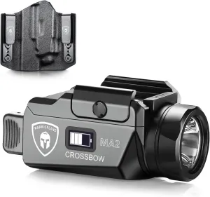 WARRIORLAND MA2 Universal Rail Mounted 800 Lumens Pistol Light with Glock 17/19 OWB Kydex Holster Combo, Magnetic USB Charging Tactical Light with Screen Displays Battery Status
