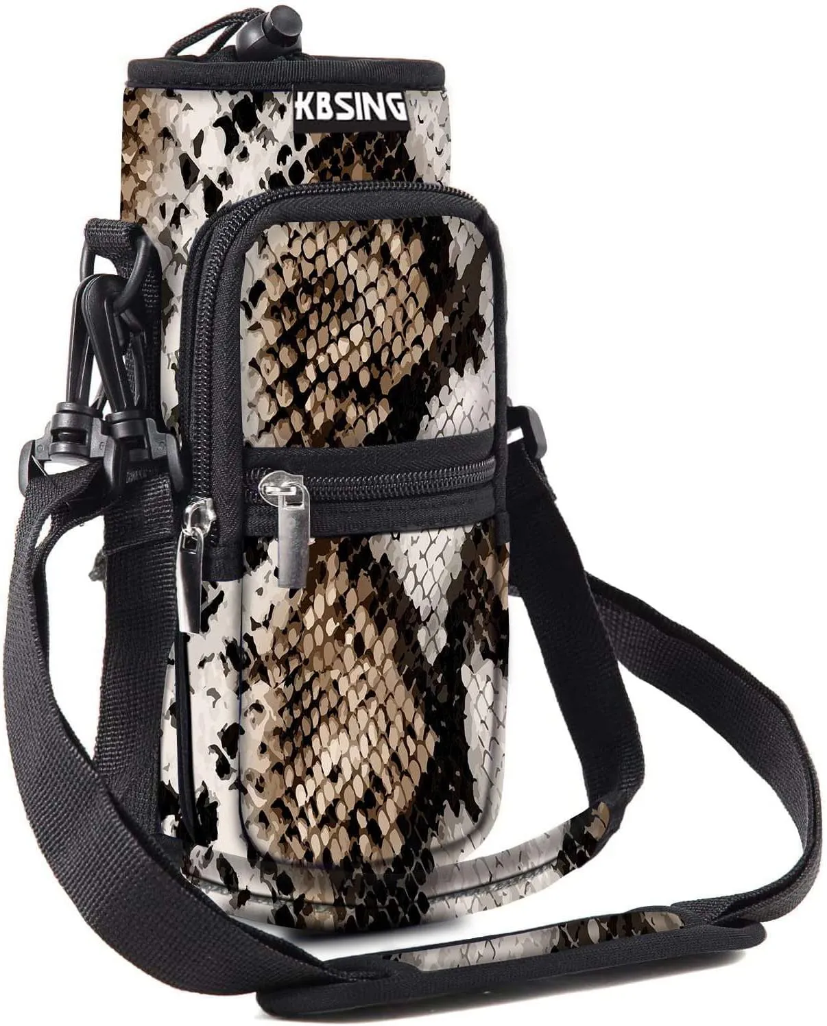 Water Bottle Carrier Holder Sling Bag Sleeve 25oz 32oz Crossbody Water Bottle Case Cover with Strap Pockets for Men/Women Walking Hiking Camping (25 oz, BS25-09)