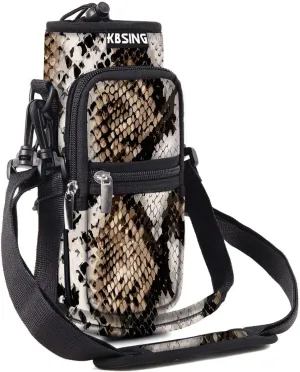 Water Bottle Carrier Holder Sling Bag Sleeve 25oz 32oz Crossbody Water Bottle Case Cover with Strap Pockets for Men/Women Walking Hiking Camping (25 oz, BS25-09)