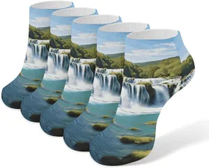 Waterfalls on Krka River Low Cut Ankle Socks Athletic Socks For Women Performance Cushioned Comfort Sock For Men And Children