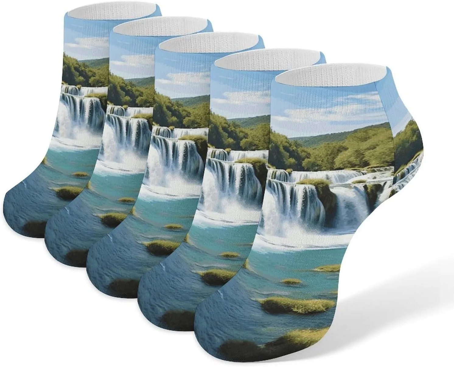 Waterfalls on Krka River Low Cut Ankle Socks Athletic Socks For Women Performance Cushioned Comfort Sock For Men And Children