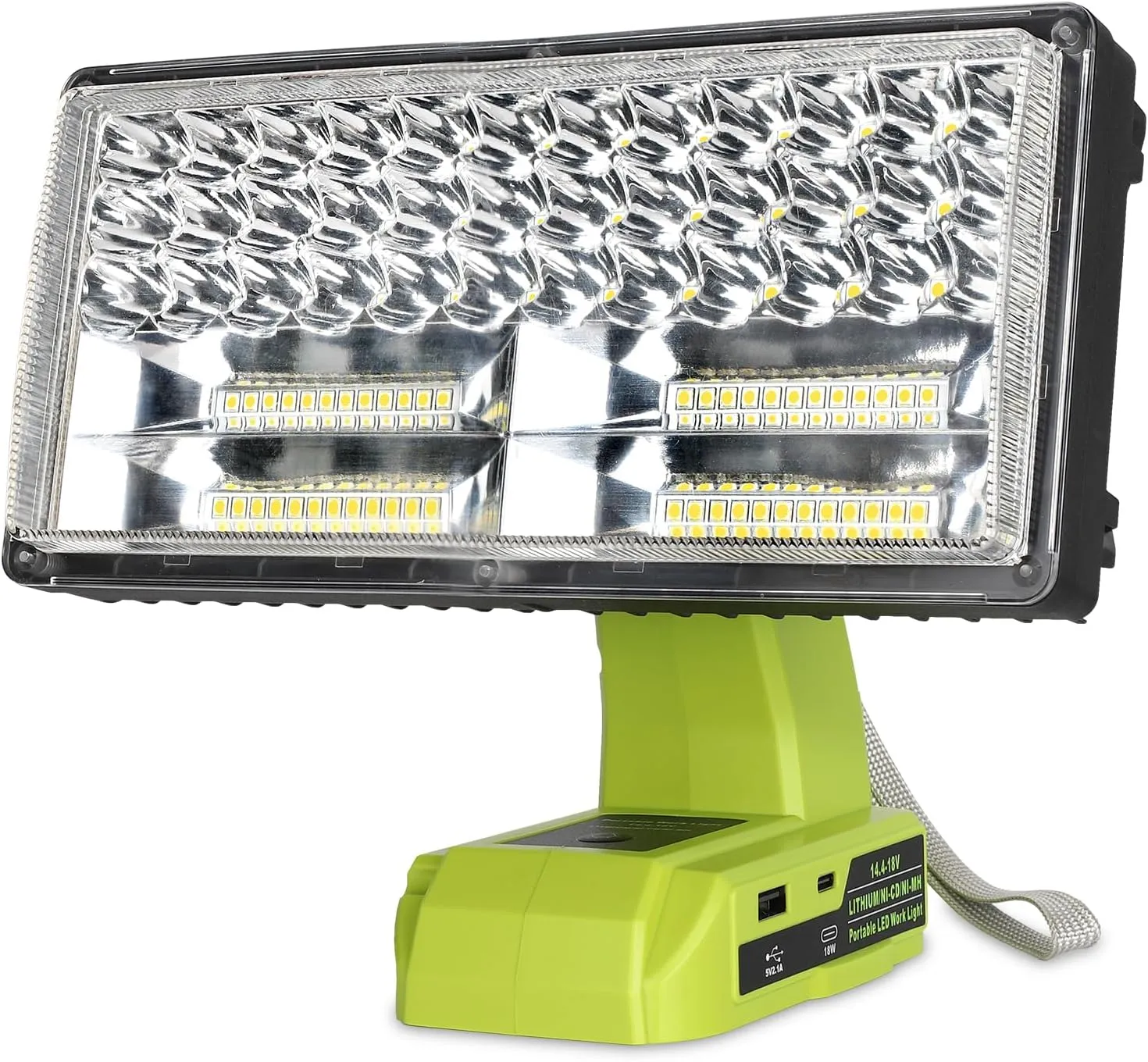 WaxPar 40W Flashlight Compatible with Ryobi 18V Battery, 4200LM 18v Light 18V Floodlight Spotlight with USB Port,Type C Port, 110 Degree Pivoting Head