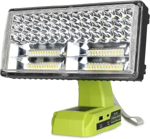 WaxPar 40W Flashlight Compatible with Ryobi 18V Battery, 4200LM 18v Light 18V Floodlight Spotlight with USB Port,Type C Port, 110 Degree Pivoting Head