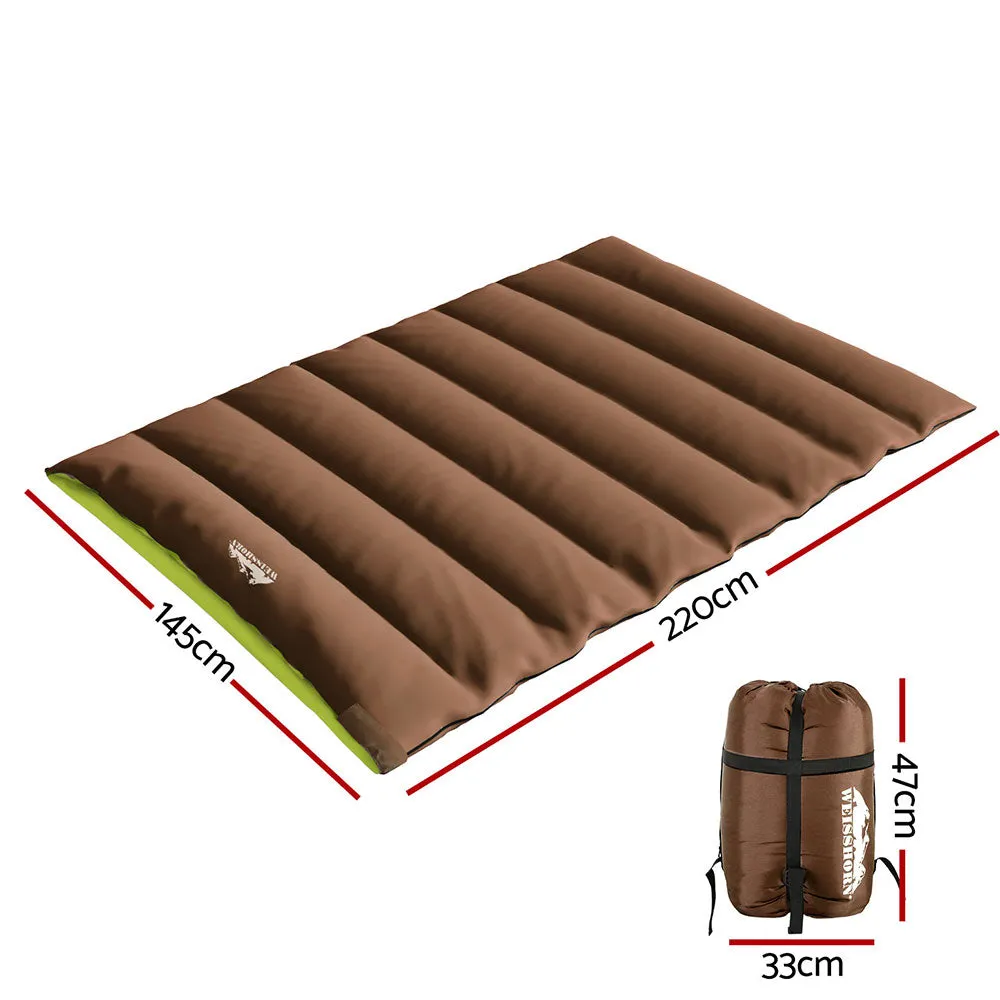 Weisshorn Sleeping Bag Double Bags Thermal Camping Hiking Tent Brown -5&deg;C SB-C-Q-220-BR