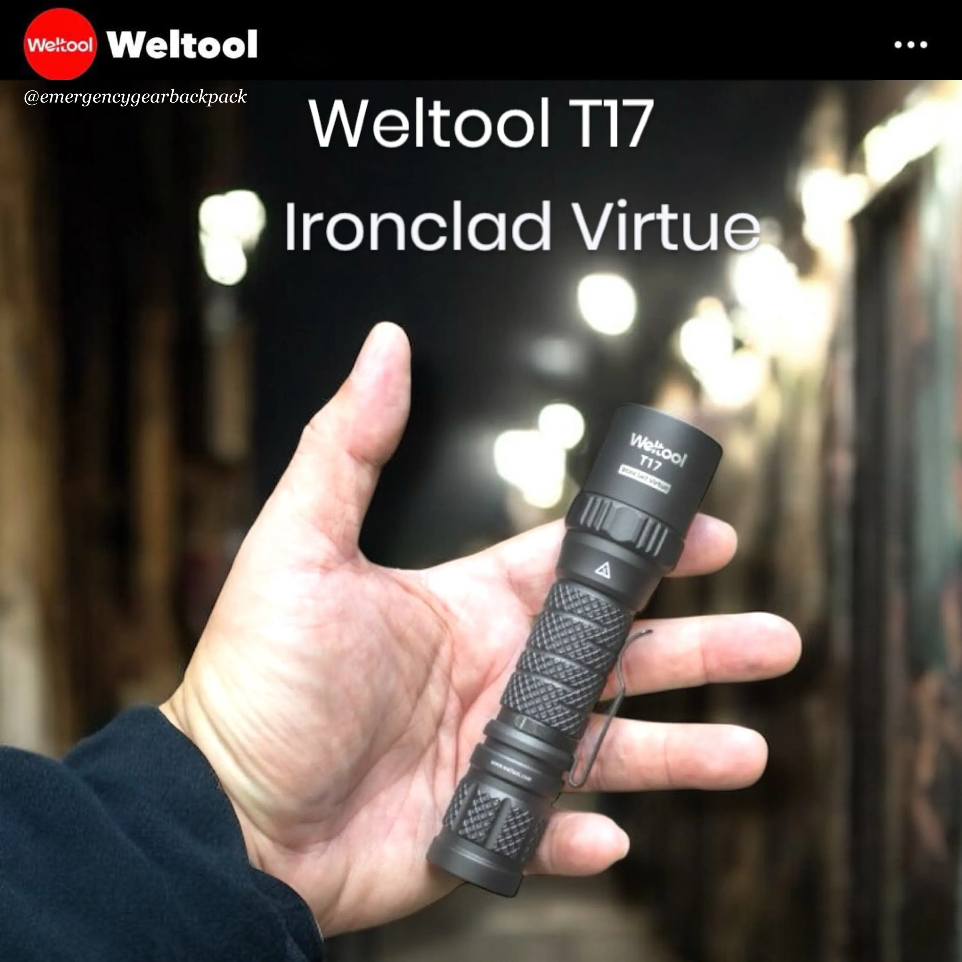 Weltool T17 "Ironclad Virtue" Durable Tactical Flashlight 600 Lumens 239M