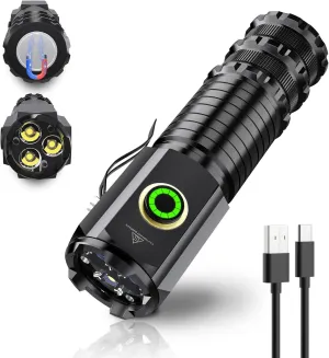 Wind&Moon Mini Flashlight High Lumens Rechargeable, Super Bright Pocket Flashlights,Tactical EDC Light with Magnetic, 5 Modes,USB-C,Compact for Home,Car,Outdoor,Hiking, Emergency