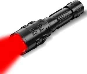 WINDFIRE Red Light Flashlight LED Rechargeable Tactical Flashlights 5 Modes 1200 Lumens Zoomable Hunting Hog Coyote Varmint Predator Lights Waterproof Torch for Night Vision Astronomy