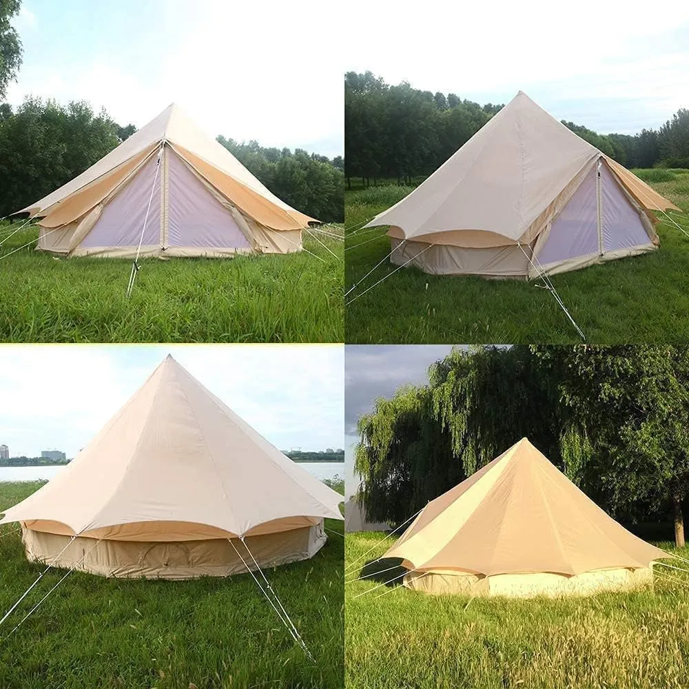 WINTENT Waterproof Top Tarp with Stove Jack for 3M 4M 5M 6M 7M Cotton Canvas Bell Tent Glamping Yurt Tent for Camping