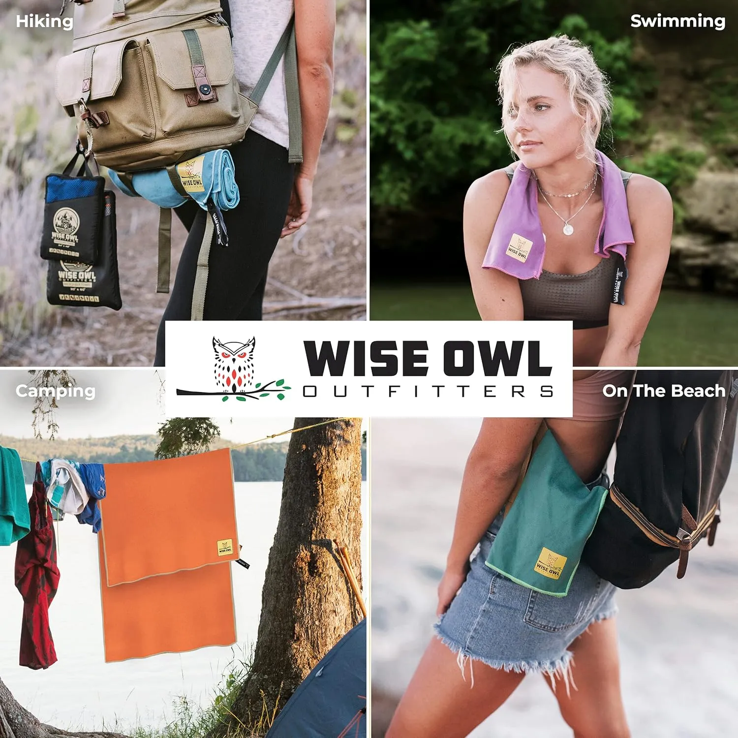 Wise Owl Outfitters Camping Towel - Camping Accessories, Quick Dry Microfiber Towel for Travel, Hiking, Yoga, Workout, and Backpacking