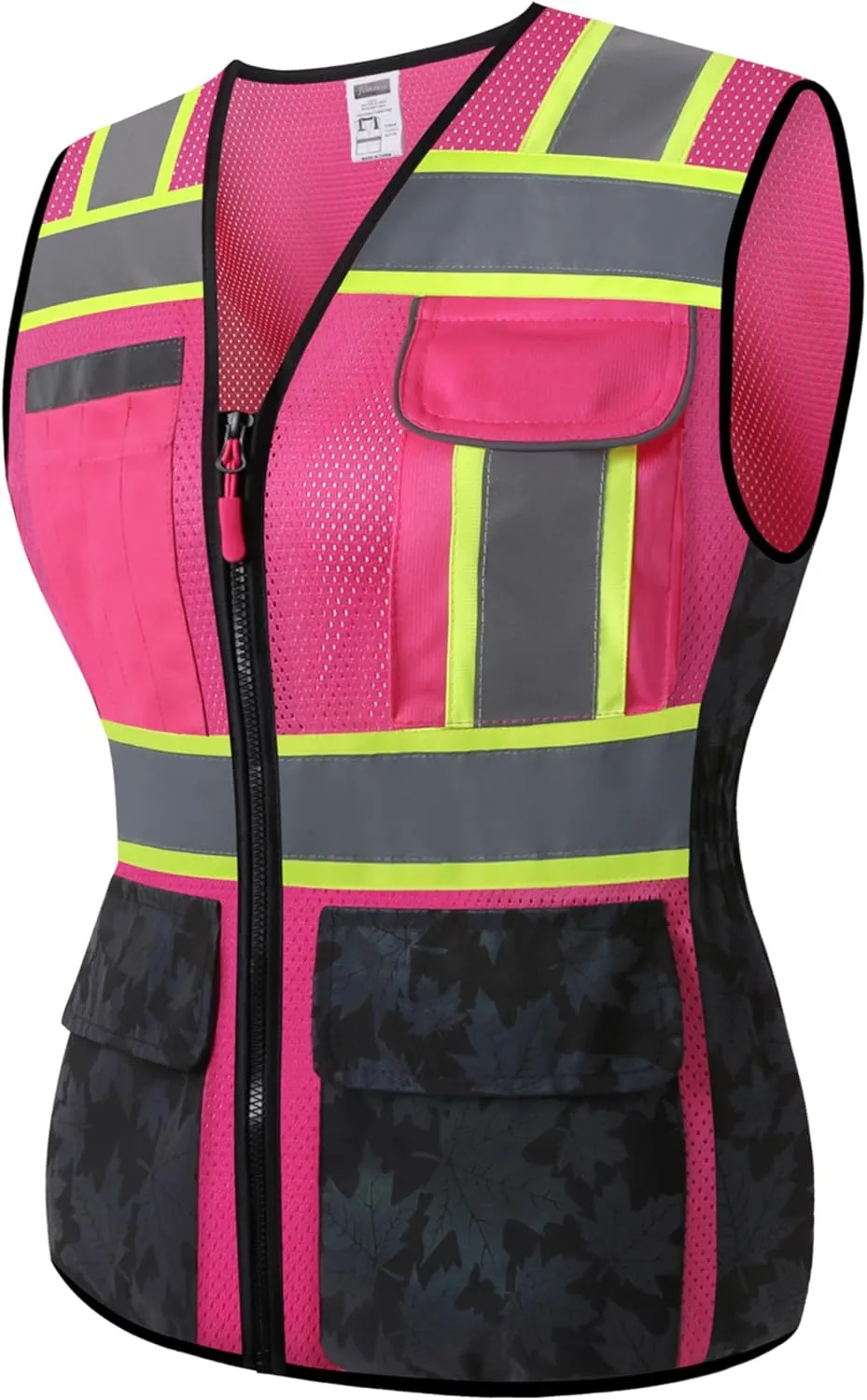 Women Safety Vest, Multi Pockets High Visibility Reflective Breathable Mesh Work Vest For Lady, Durable Zipper