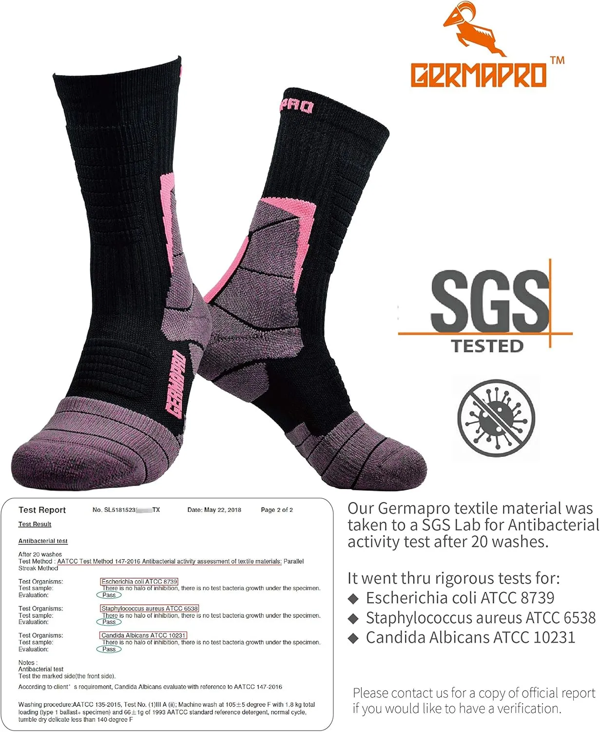 Women's Compression Hiking Socks Boot Socks w/Anti-Stress-Moisture Wicking Germanium & Coolmax Mild-Compression 1/2 Pairs