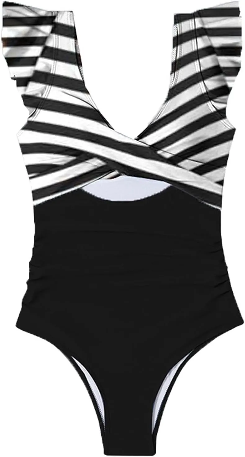 Women's One-Piece Coverage Swimsuit Swimsuit Top for Women Tummy Control Ruched Bathing Suit Swim Suits for Women