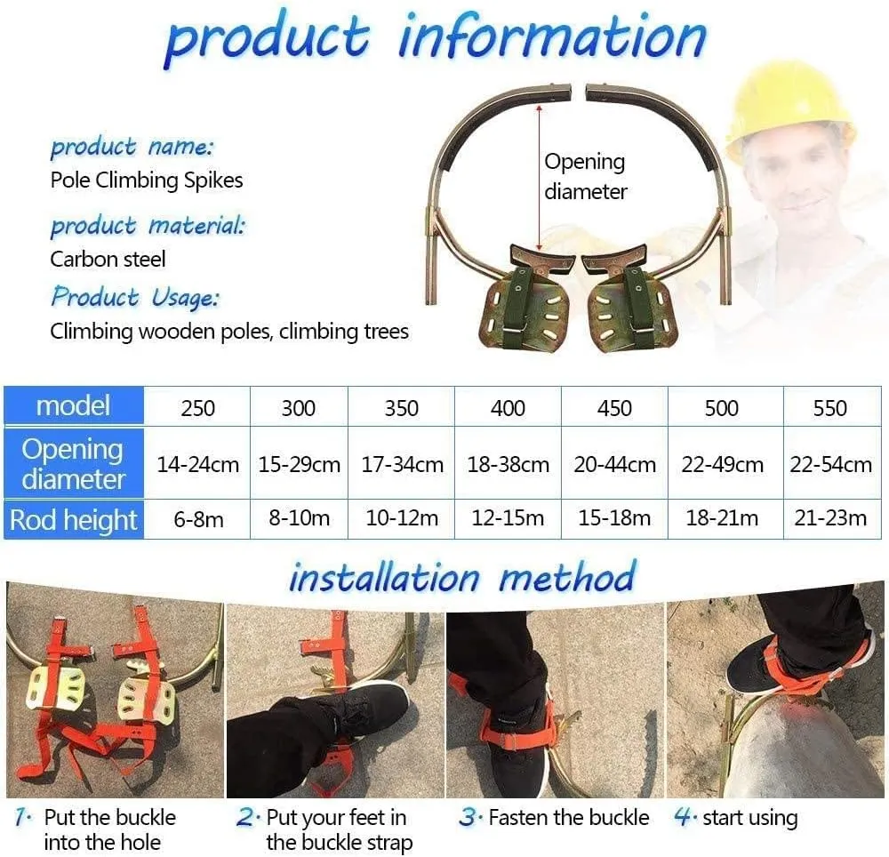 Wooden Pole Foot Buckle, crampons Climbing Trees,Tree Climbing Tool Pole Climbing Spike Stainless Steel Climbing Tree Shoes for Hunting Grab Dig Bird Nest Picking Fruit,500Model