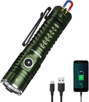 Wurkkos EDC Flashlight Rechargeable High Lumen - TS22 4500 Lumens Super Bright LED Flashlight USB C Charging IP68 Waterproof Regulated Output for Dog Walking Ramping Emergency Hiking