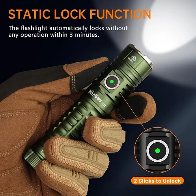 Wurkkos EDC Flashlight Rechargeable High Lumen - TS22 4500 Lumens Super Bright LED Flashlight USB C Charging IP68 Waterproof Regulated Output for Dog Walking Ramping Emergency Hiking
