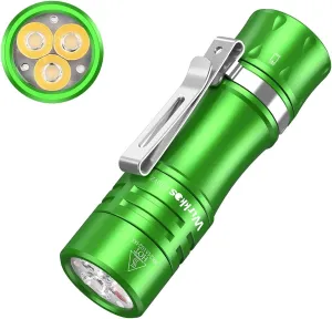 Wurkkos TS10 V2 4000K Pocket EDC Flashlight Green Body-Mini 90CRI LED Flashlight with Rechargeable Battery,1-1400 Lumen Brightness,3Pcs Color Aux LED,Anduril 2.0 UI