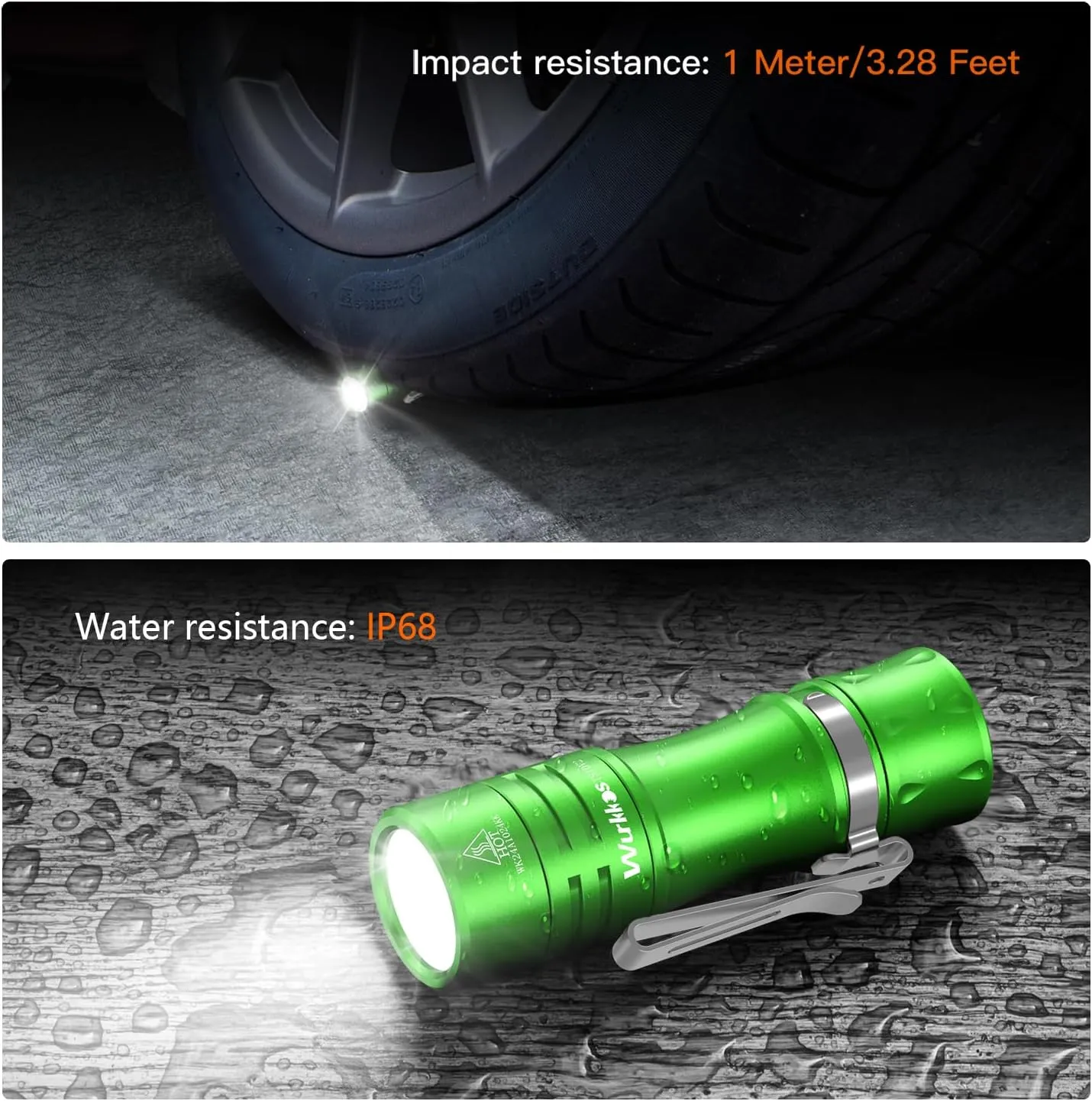 Wurkkos TS10 V2 4000K Pocket EDC Flashlight Green Body-Mini 90CRI LED Flashlight with Rechargeable Battery,1-1400 Lumen Brightness,3Pcs Color Aux LED,Anduril 2.0 UI