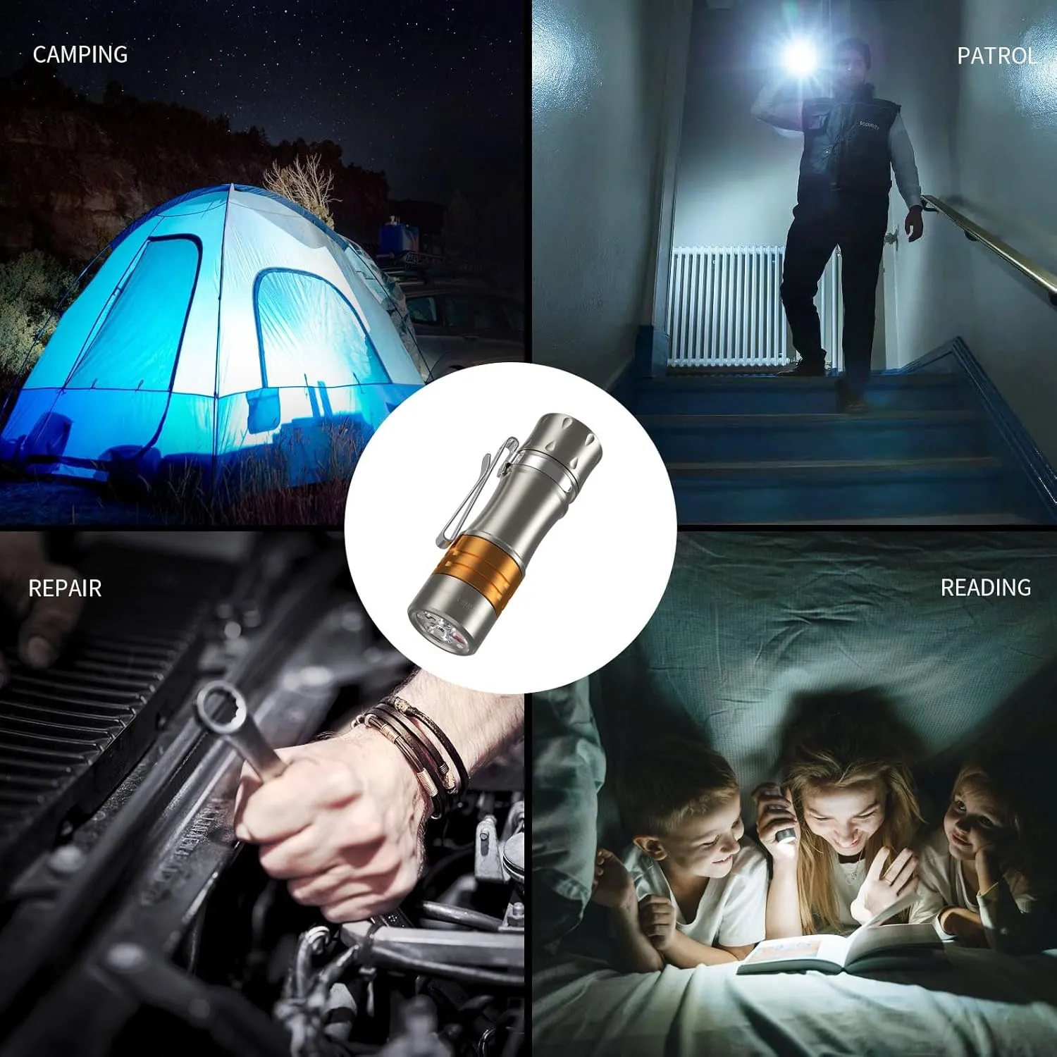 Wurkkos TS10 V2 6000K Pocket EDC Flashlight Titanium Alloy-Mini 90CRI LED Flashlight with Rechargeable Battery,1-1400 Lumen Brightness,3Pcs Color Aux LED,Anduril 2.0 UI