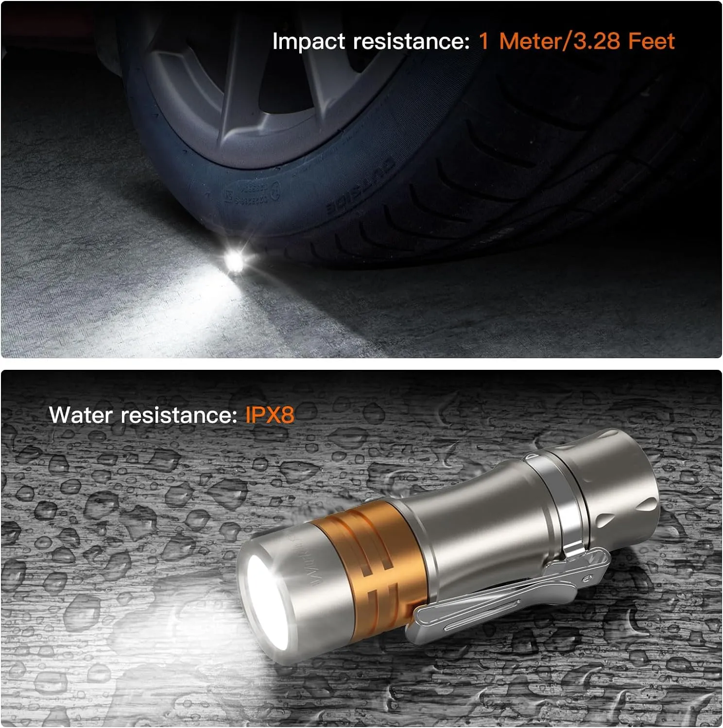 Wurkkos TS10 V2 6000K Pocket EDC Flashlight Titanium Alloy-Mini 90CRI LED Flashlight with Rechargeable Battery,1-1400 Lumen Brightness,3Pcs Color Aux LED,Anduril 2.0 UI
