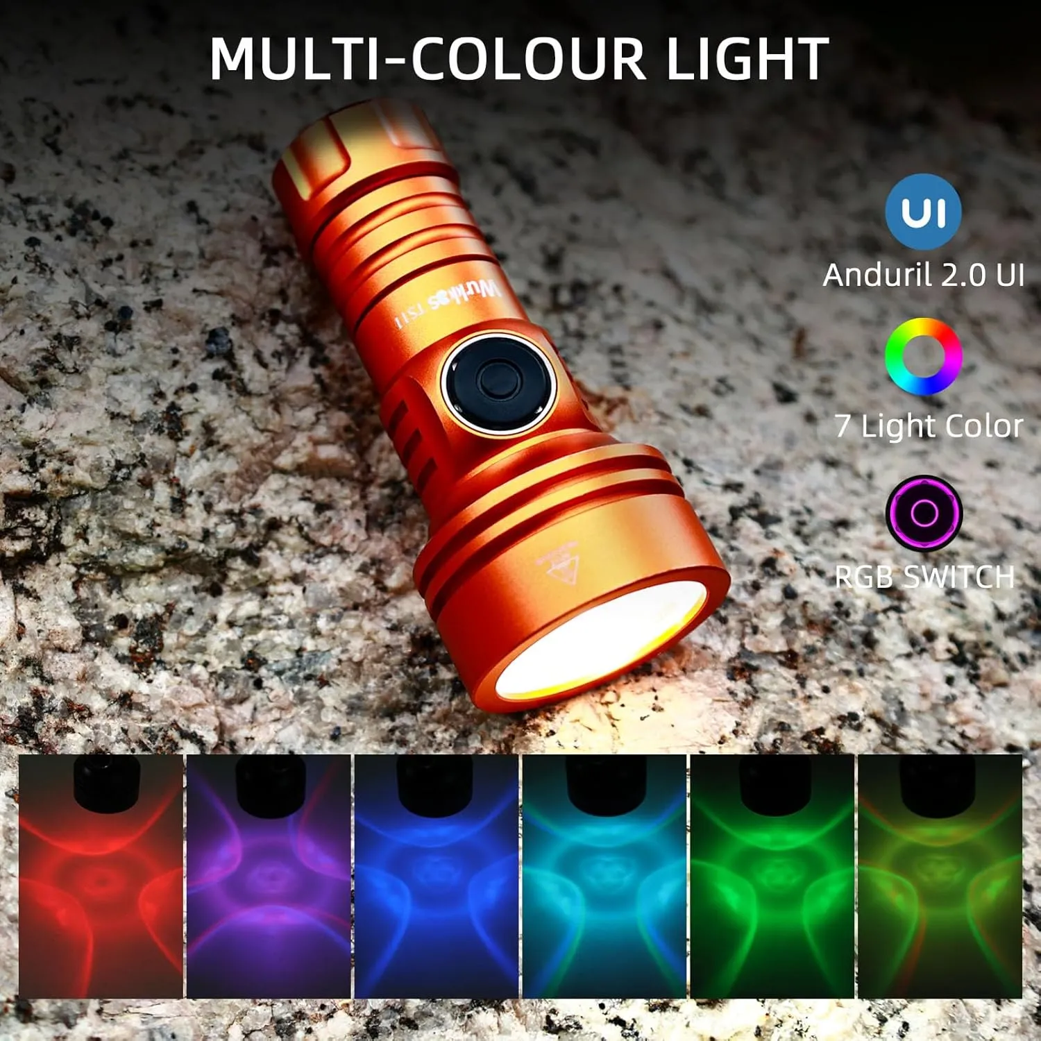 Wurkkos TS11 EDC Flashlight Rechargeable,Super Bright Led Pocket Flashlight with 616M Beam Distance,Compact LED Flashlight with Anduril 2.0 UI and SFT40 Led (Orange)