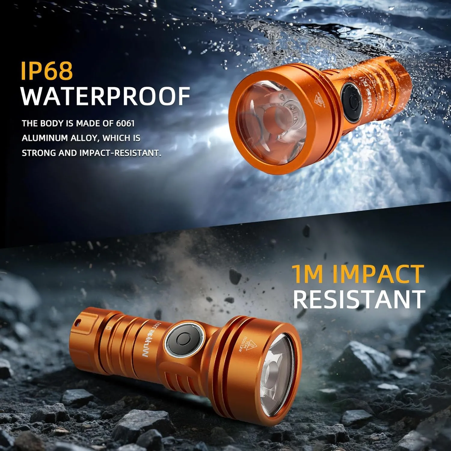 Wurkkos TS11 EDC Flashlight Rechargeable,Super Bright Led Pocket Flashlight with 616M Beam Distance,Compact LED Flashlight with Anduril 2.0 UI and SFT40 Led (Orange)