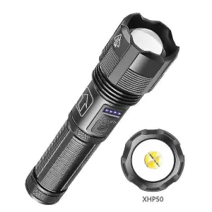 Xhp50 Flashlight Zoom Power Display Usb Charging