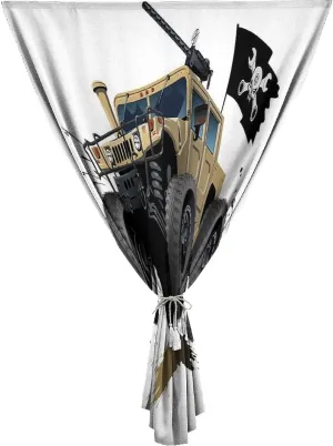 XISUNYA Adjustable Blackout Shades, Cars Portable Blackout Curtain, Worldwide Off Road Famous Truck Skull Pirate Flag Camouflage Print Thermal Lnsulated Room Darkening Small Drapes,26W x40L Inch
