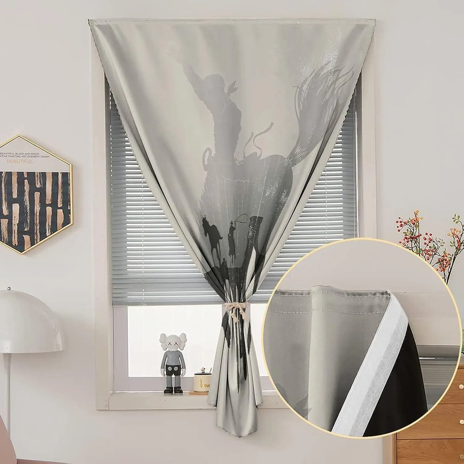 XISUNYA Adjustable Blackout Shades, Western Portable Blackout Curtain, Cowboy Chasing Wild Horse in Desert Print Living Room Bedroom Window Drapes,26W x40L Inch, for Bathroom Living Room Bedroom