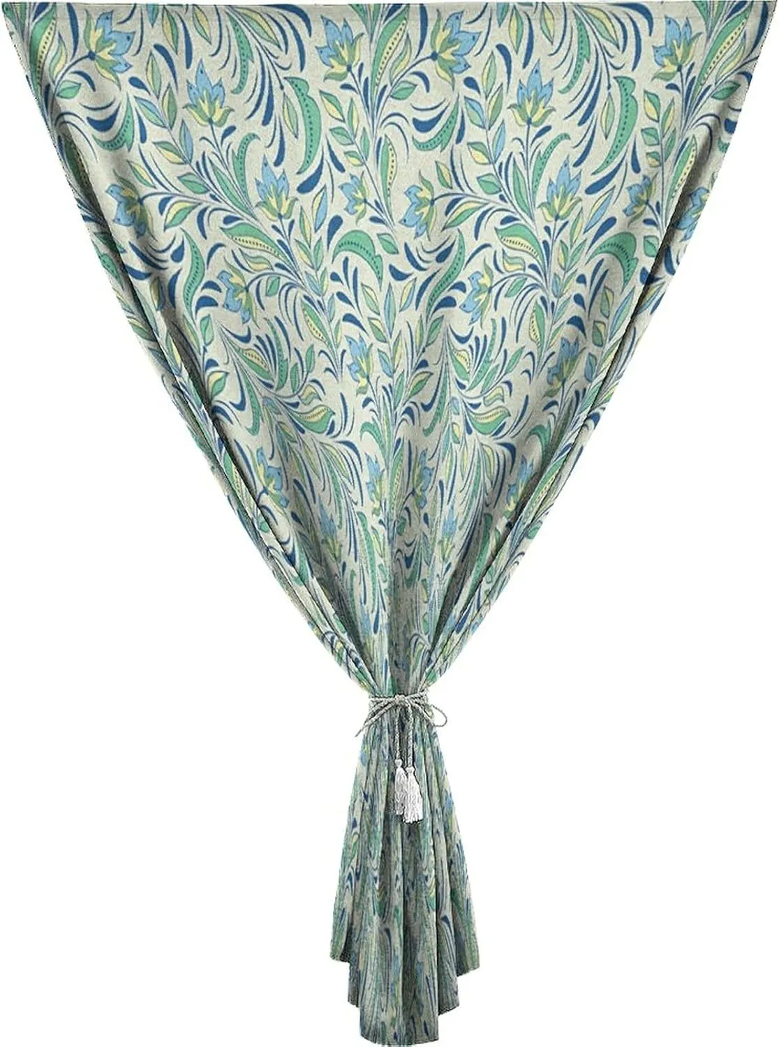 XISUNYA Autohesion Curtains, Flower Window Curtain Panel, Soft Toned Spring Petals Bitter Gourd Blooms Foliage Print Thermal Lnsulated Room Darkening Small Drapes,47W x63L Inch, for Kitchen Bathroom