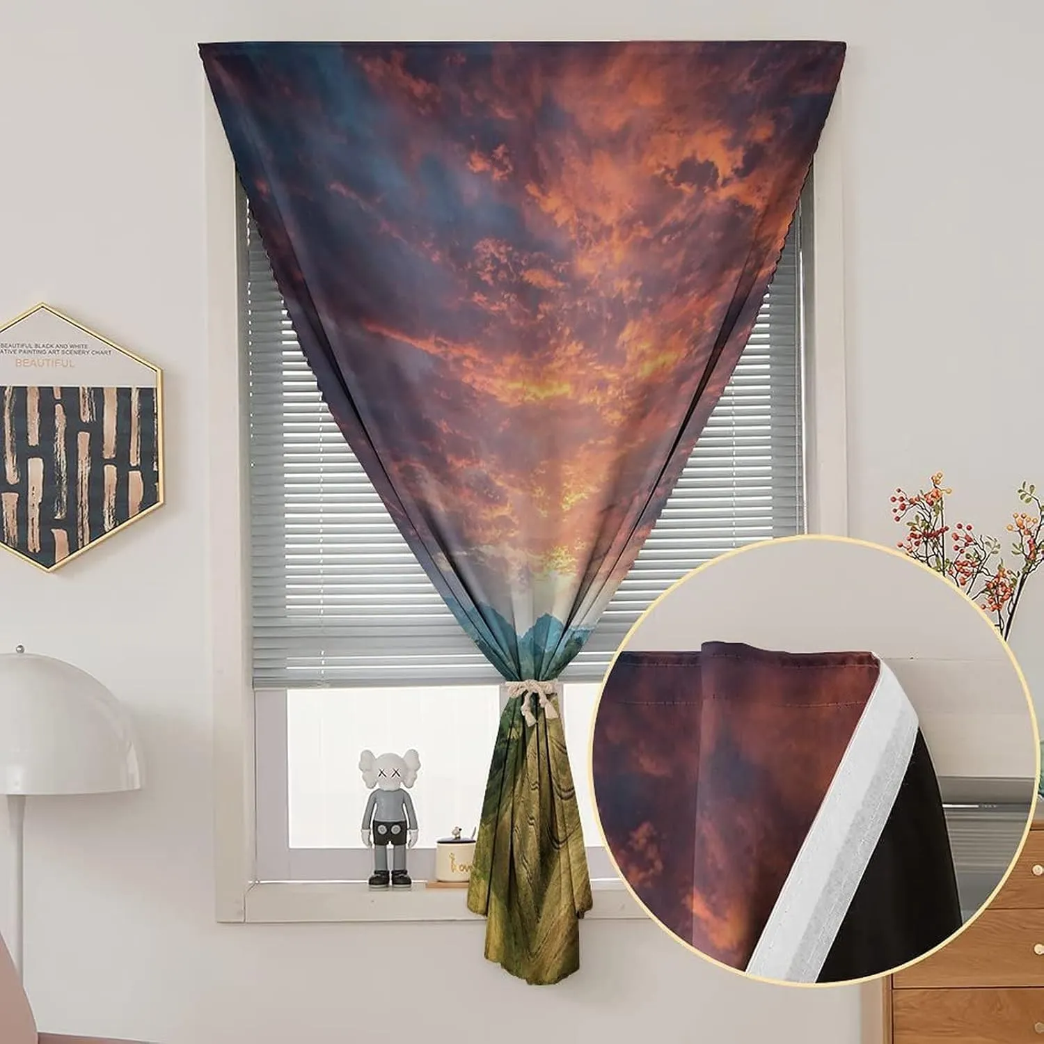 XISUNYA Self Adhesive Portable Blackout Curtains, Tuscany Room Darkening Curtains, Italy Cypress Trees and Fields Crop Holiday Print Temporary Blackout Blinds,47W x54L Inches, for Bathroom Bedroom